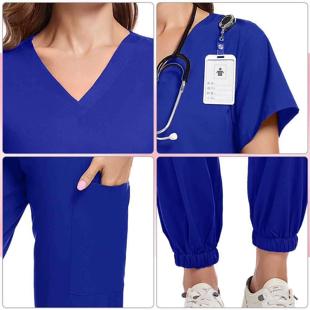 Medical Scrubs Sets Hospital Surgical Uniforms Women Scrub Tops Pant Nurses Accessories Dental Clinic Spa Pet Workwear Clothes X2504101