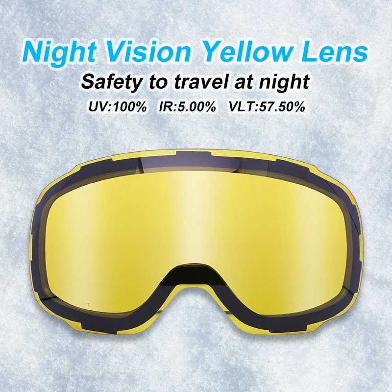PHMAX Ski GoggLEs UV400 Anti-fog OTG Eyewear LEns Night Vision Yellow LEns Outdoor Sports Snowboard Snow GoggLEs K251110