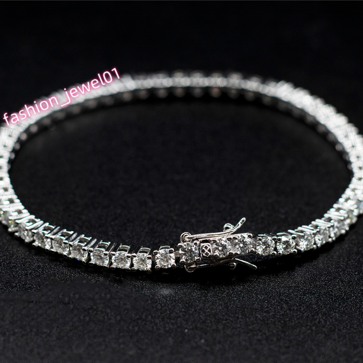 Custom Hip Hop Tennis Bracelet VVS Mossanite Diamond Tennis Link Chain Gold for Men 3mm Gift Packing Box Classic Design 1pcs