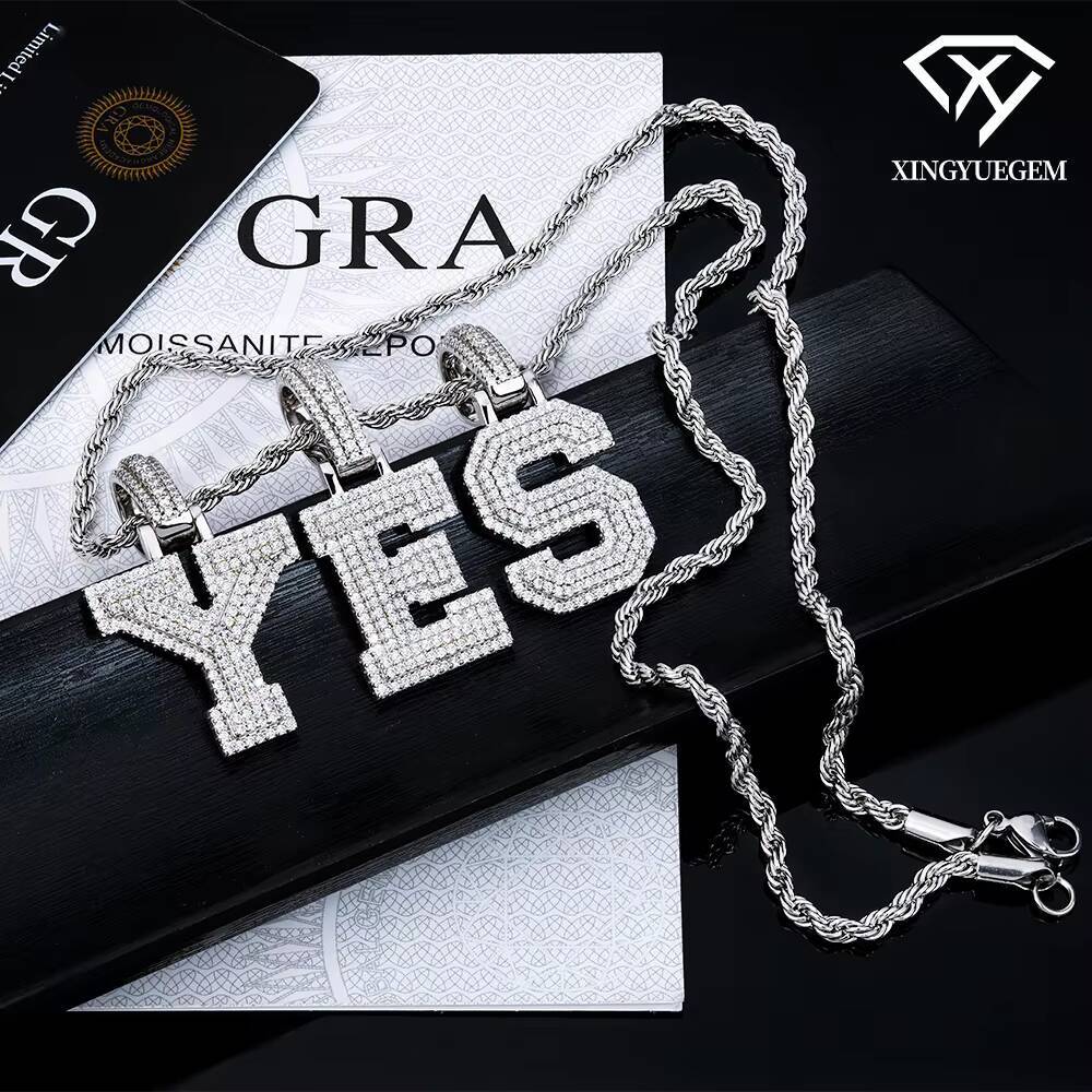 Custom 925 Sterling Silver Moissanite Initial Pendants Iced Out Hip Hop A-Z Letter Jewelry for Men Customizable