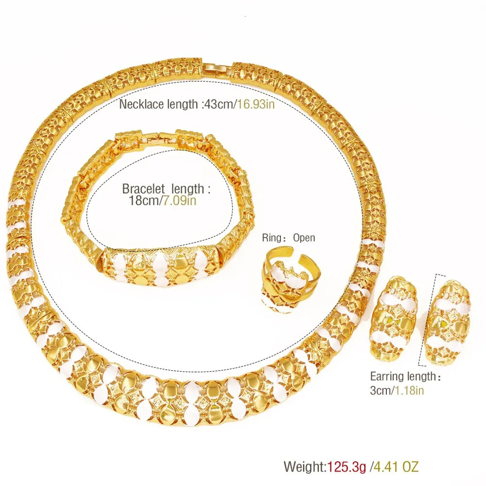GZJPEI Hight Quality Big Jewelry Set 18K Gold Plated Two Tone Necklace Bracelet Sets Durable Hypoallergenic Gift 2025 INS 251103