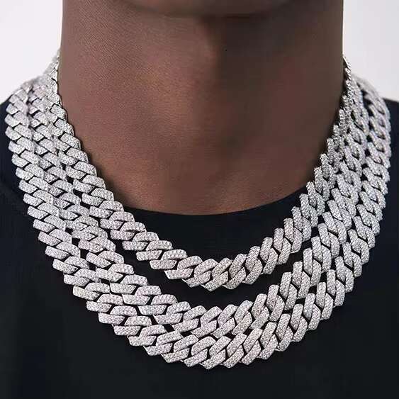 RTS 13MM 15MM 20MM Hip Hop Chain Sterling Silver Pass the Diamond Test Moissanite Diamond Cuban Chain for Men Necklace