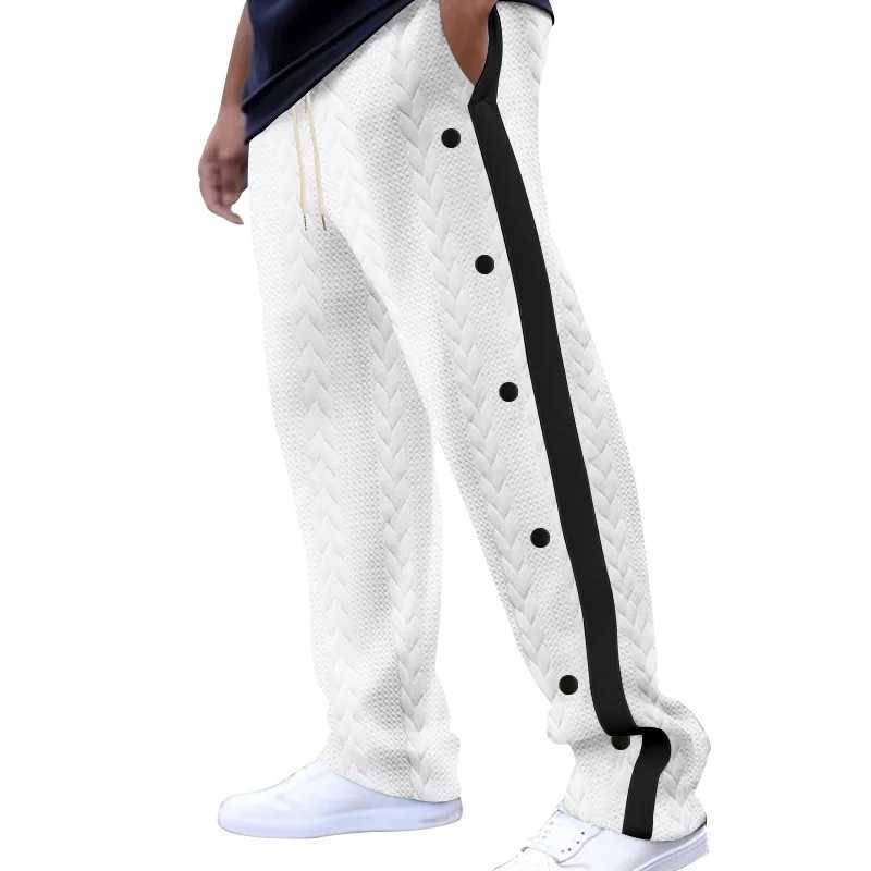 2024 Spring/Summer New Mens Trouser Texture Jacquard Single Chest Side Striped Loose Large Casual Pants Sports PantsXJ250410