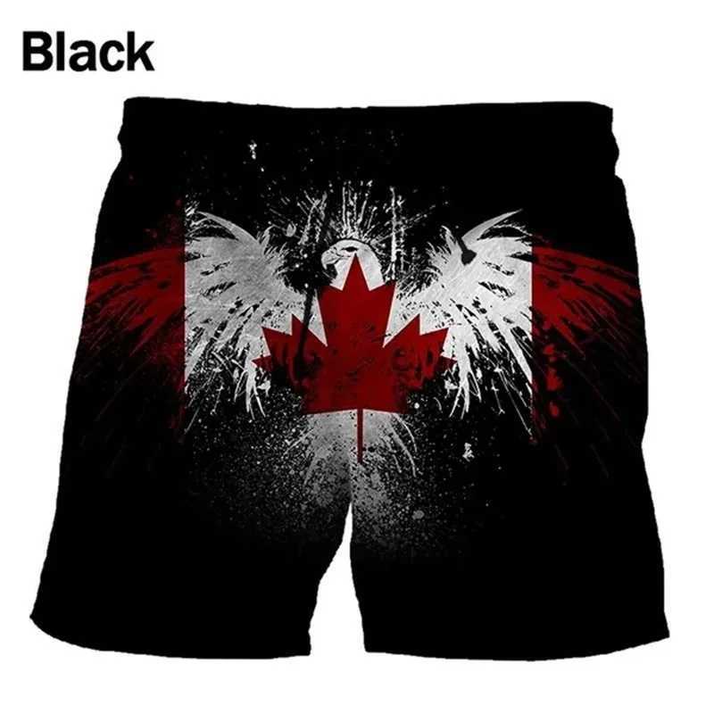 Summer leisure vacation beach shorts 3D printed Canadian flag graphic surfboard shorts mens swimming truss beach suitW250410