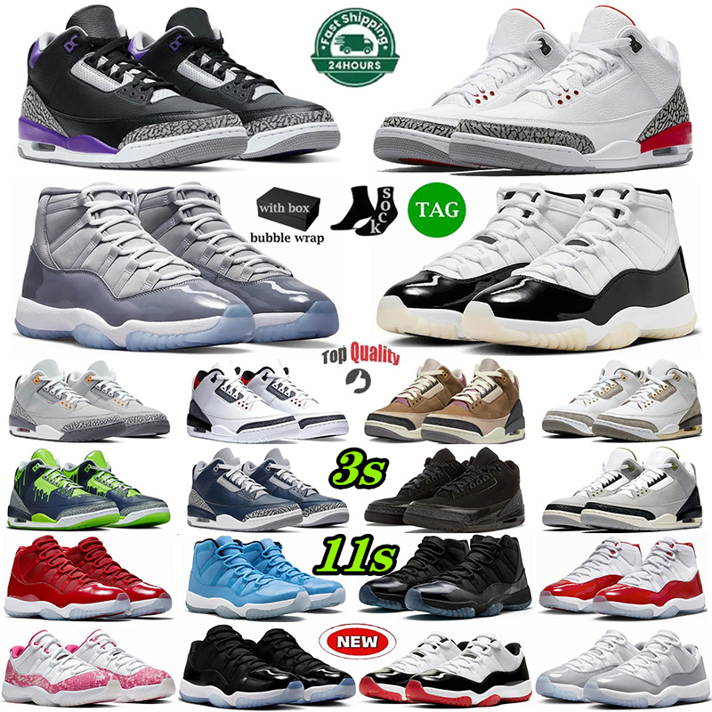 Designer 3s 11s Basketball Shoes For Men Womens Luxury Thick Bottom Trainers Cool Grey Bred Pantone White Pink Bright Citrus Gamma Blue Mens 3 11 Sports Sneakers