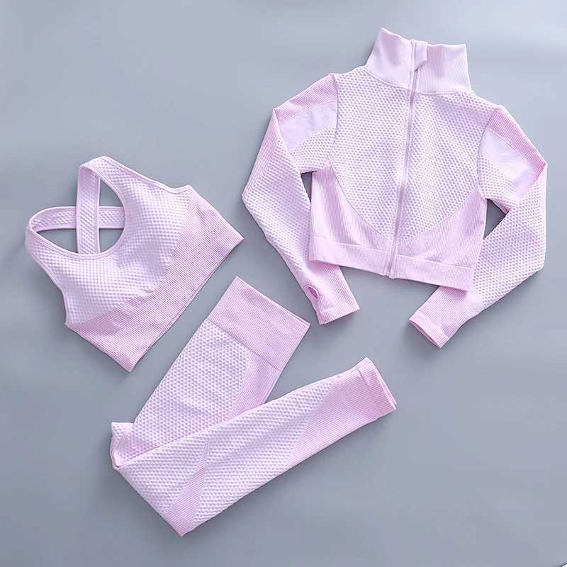 Short pole seamless womens yoga set sportswear gym clothing fitness long sleeved crop high waisted leg sportswearW250411