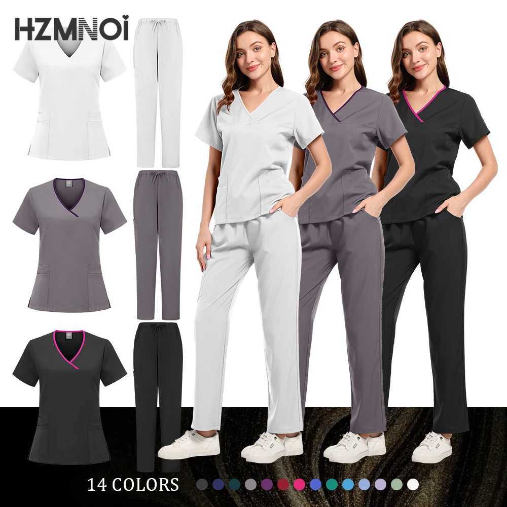 Hot Sale Scrub Sets Uniform Women Joggers Hospital Accessories Doctor Work Wear Top Pants High Quty Medical Scrubs Nurse Suit X250410