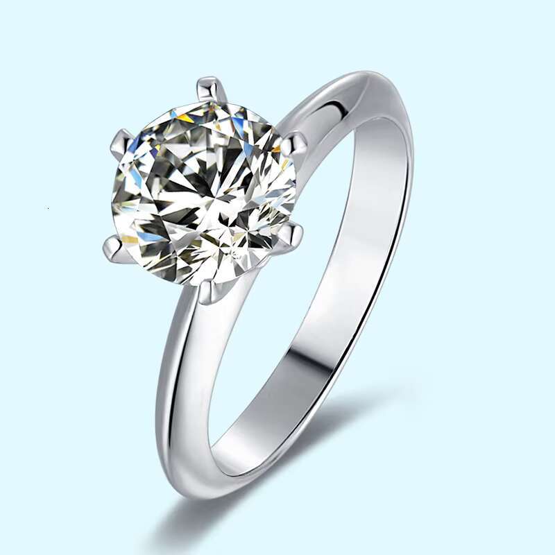 925 Sterling Silver Brilliant Cut 2.0ct VVS Moissanite Iced Out Ring Engagement Custom Promise Rings for Women