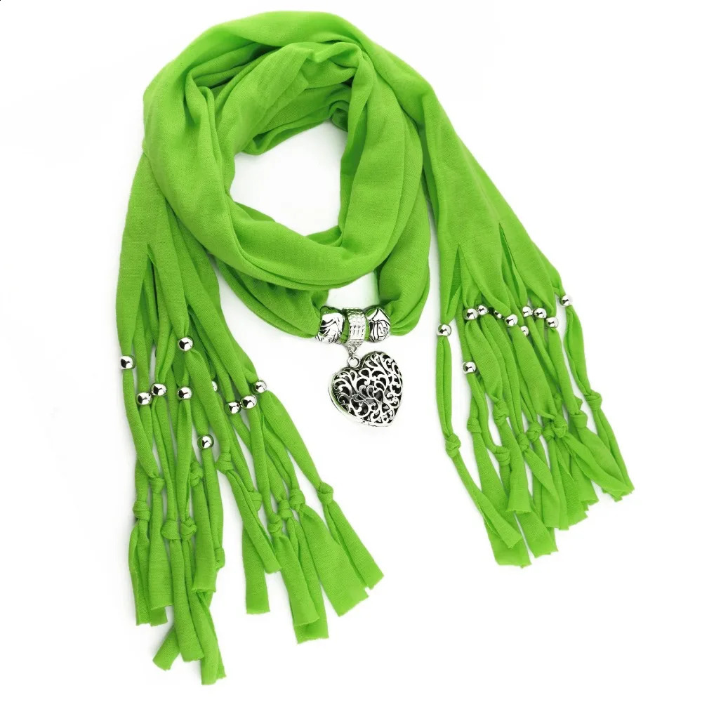 fashion ethnic polyester plain weave tie dye tassel hollow peach pendant jewelry scarf necklace womens scarf 250409