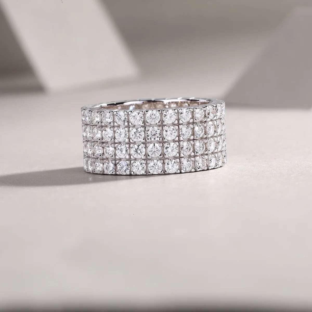 Full Moissanite Diamond D Color VVS Womens 2MM Ring S925 Sliver Plated 18K White Gold Wedding Fine Rings for Women