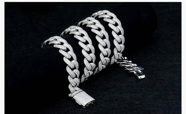 Supplier Top Quality Amazing 3-row Bubble 925 Sterling Silver VVS Moissanite Cuban Link Chain HipHop Jewelry Trendsetter Gift