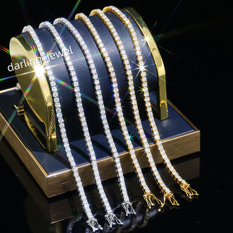 Luxury Jewelry 2mm 925Silver DEF VVS Moissanite Diamond Tennis Necklace Customisable Fashion Boutique Iced Out Hip Hop Bracelet