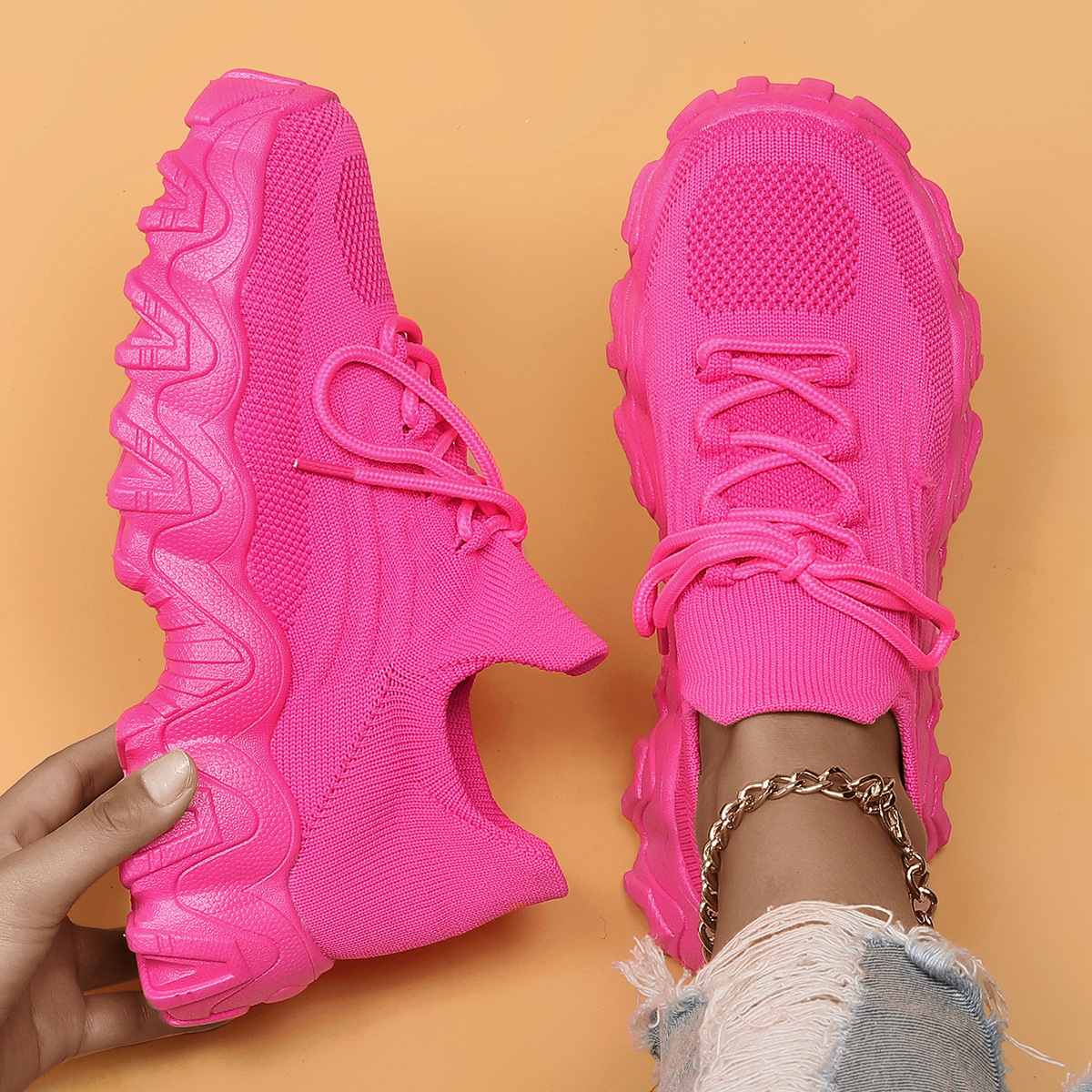 Free Shipping 2025 New Fashion Sneakers Casual Shoes Plus Size Breathable Mesh Running Shoes for Women