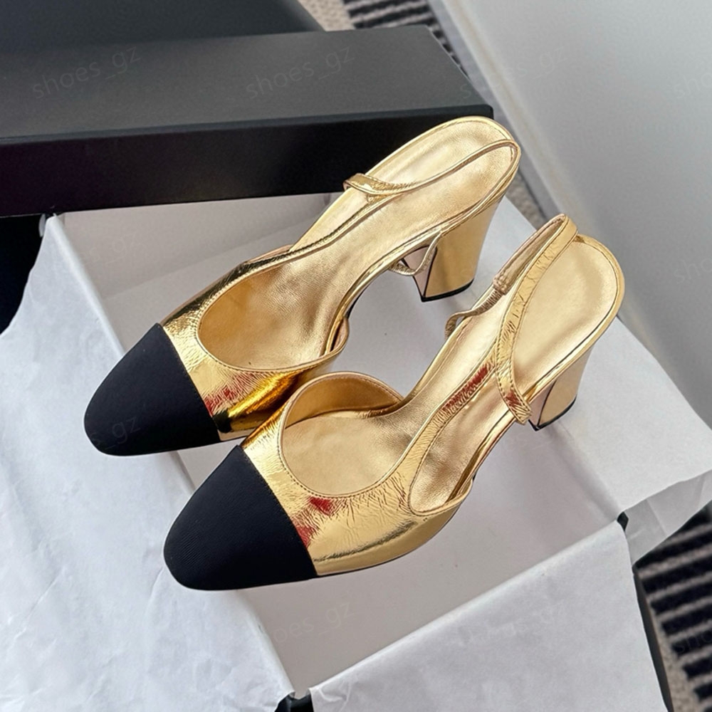 top quality Fashion Classic Simple new Suede slingbacks Chunky heels sandal 9cm heel height Dress shoes womens Luxury designer shoes vacation Office shoes 35-42