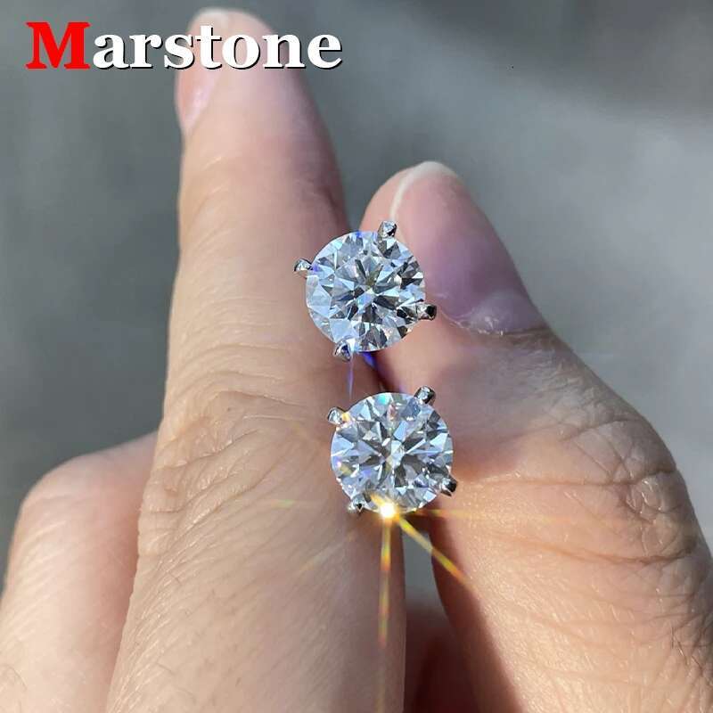 0.5-2CT Premium Moissanite Diamond Stud Earings for Women Original 925 Silver Plated 18k White Gold Top Quality Thread Earrings