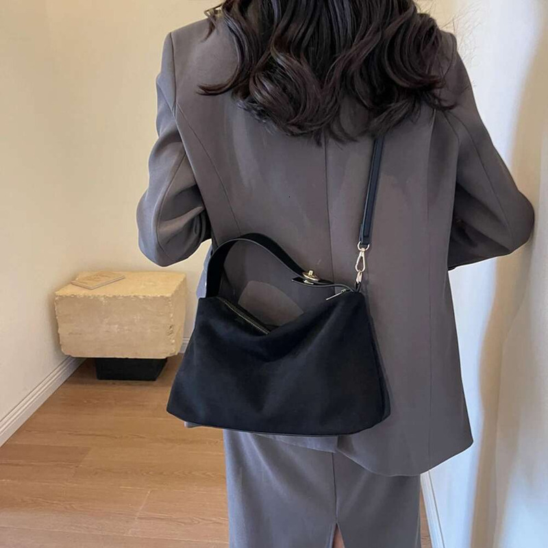 Brand 2024 New Trendy Vintage Women's Handheld Crossbody Soft Suede Shoulder Top-Handle Bag For Ladies Work Travel
