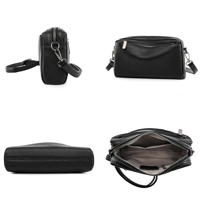 New Cow Handbag Small Single Shoulder Genuine Leather Women Simple Messenger Zero Wallet Mobile Phone Bag