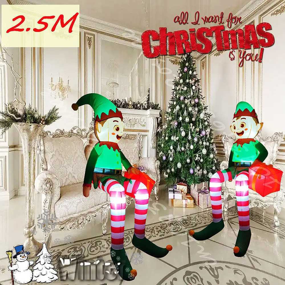 Christmas 25M/82FT Christmas Santa Inflatable Prop Elf Model Built-in LED Lights Indoor Outdoor Fun Decoration Yard Garden Holiday Party Y251111