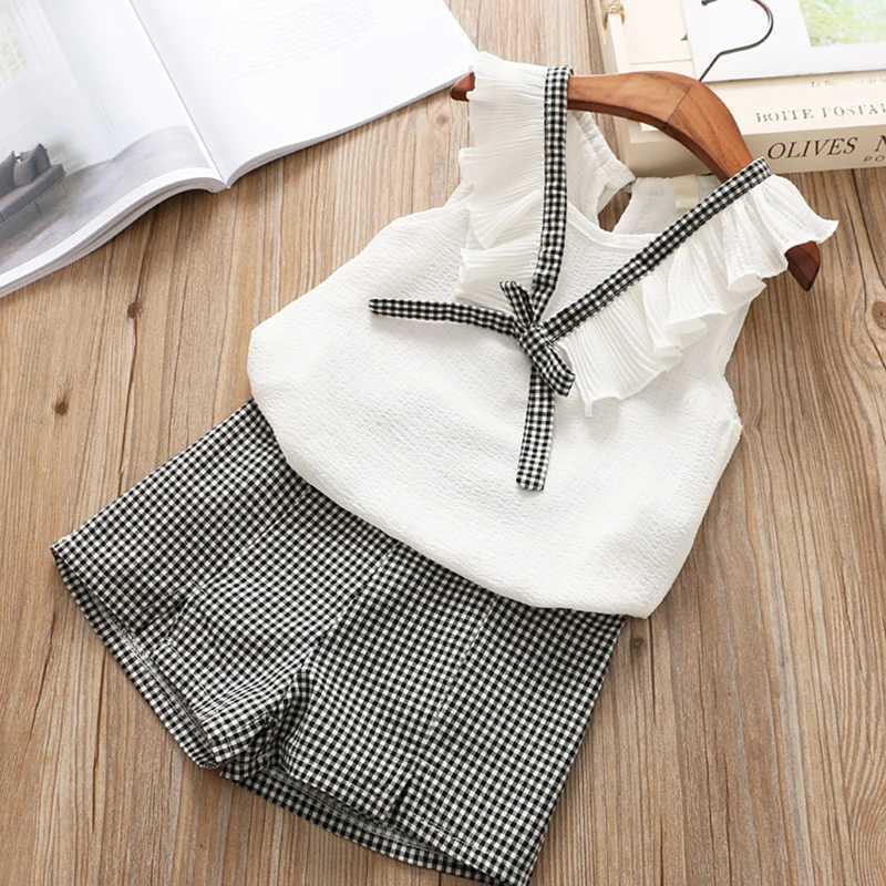 Melario casual girls clothing set summer girls clothing childrens vest+flat shorts 2PCS girls clothing set 2-6 years of clothingXJ250410