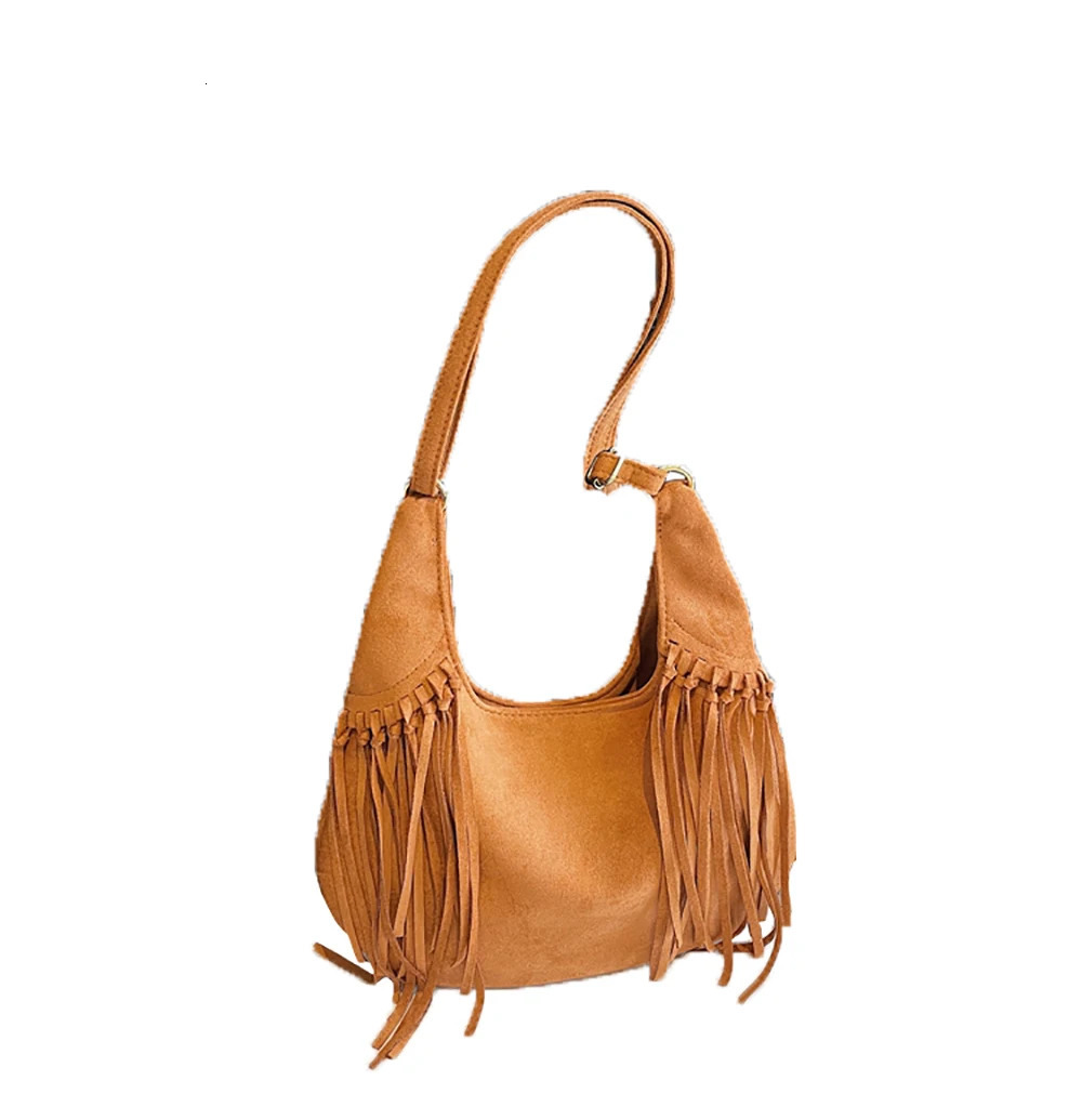Women Vintage Suede Tassel Large Capacity Shoulder Bag Autumn Winter Versatile All-Match Crossbody Bags Delicate Tote Packs 251110