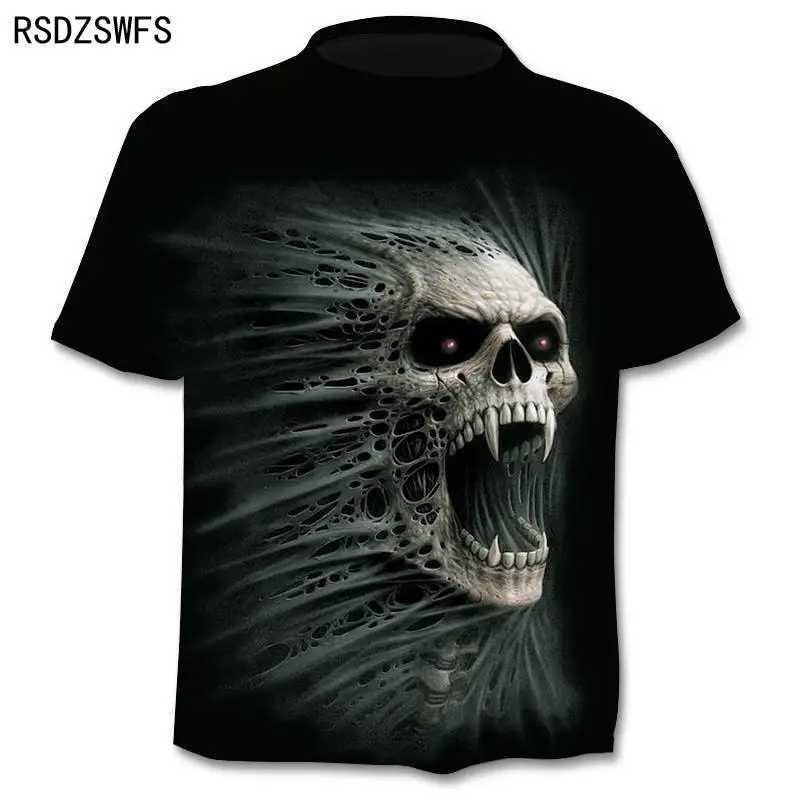 Brand motorcycle T-shirt punk T-shirt knight T-shirt 3D T-shirt mens casual hip-hop summer T-shirt mens top M250411