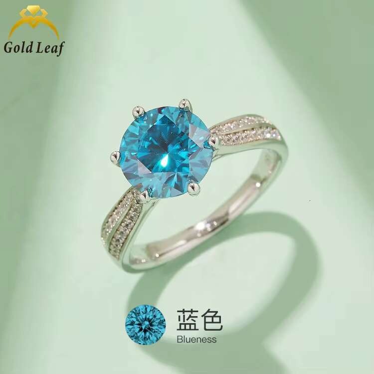 Goldleaf Jewelry Fine Jewelry Ring GRA Certificate D VVS White Color Moissanite Ring 925 Sterling Silver Engagement Ring