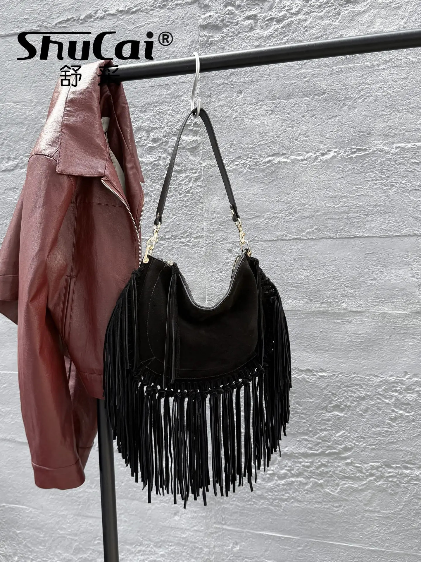 Genuine Grade Womens Suede Cow Leather Retro Fringe Bag er Female Cowhide Shoulder Crossbody Bags for Woman 251110