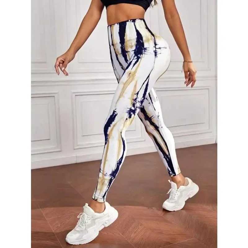 Seamless Tie Dyeing Lightning Legs Sexy Yoga Legs Female Waist Hip Lifting Ultra Thin Fashion Tight Fitness Outdoor Running PantsW250411