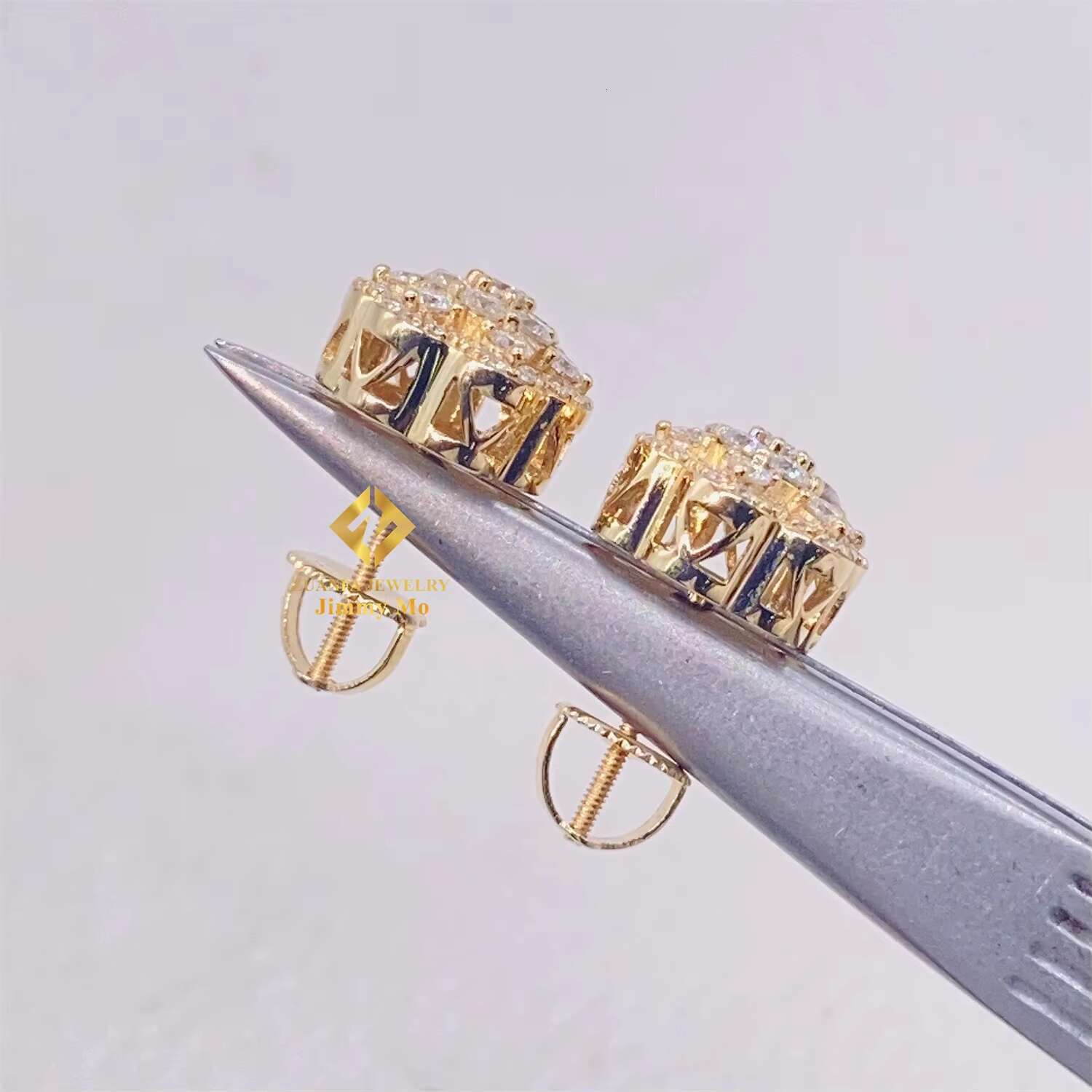 GRA Certificates 10k Solid Gold Iced Out Jewelry Earrings Shining VVS Moissanite Flower Earrings Hip Hop Earring