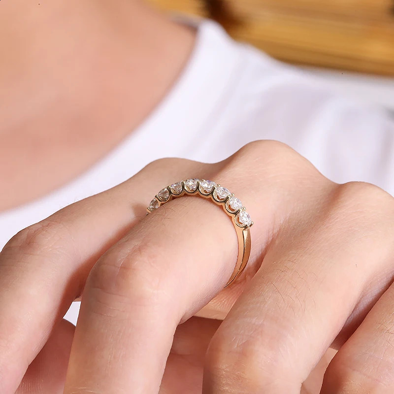 14k Yellow Gold Round Excellent Cut 0.1ct each Total 0.9CTW DEF VS-VVS Lab Grown Diamond Ring for Girls Cocktail Jewelry 250411