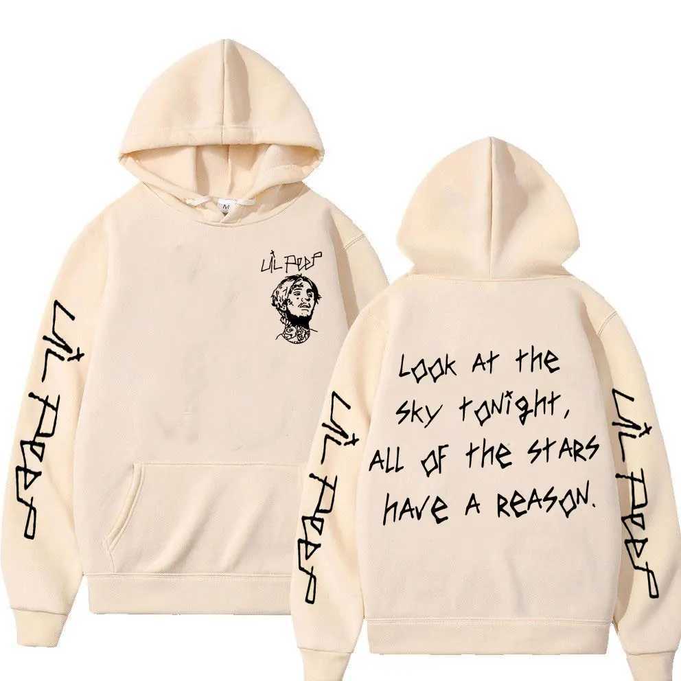 Rapper Lil Peep Look At The Sky Tonight All of The Stars Have A Reason Print Hoodie Men Women Hip Hop Oversized Hoody Sweatshirt M251111