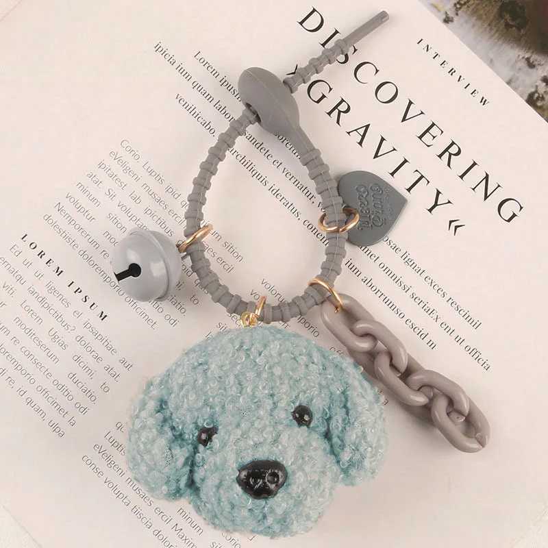 Poodle Doll Bell Love Accessories Cute Teddy Dog Soft Rubber Keychain Pendant W250411