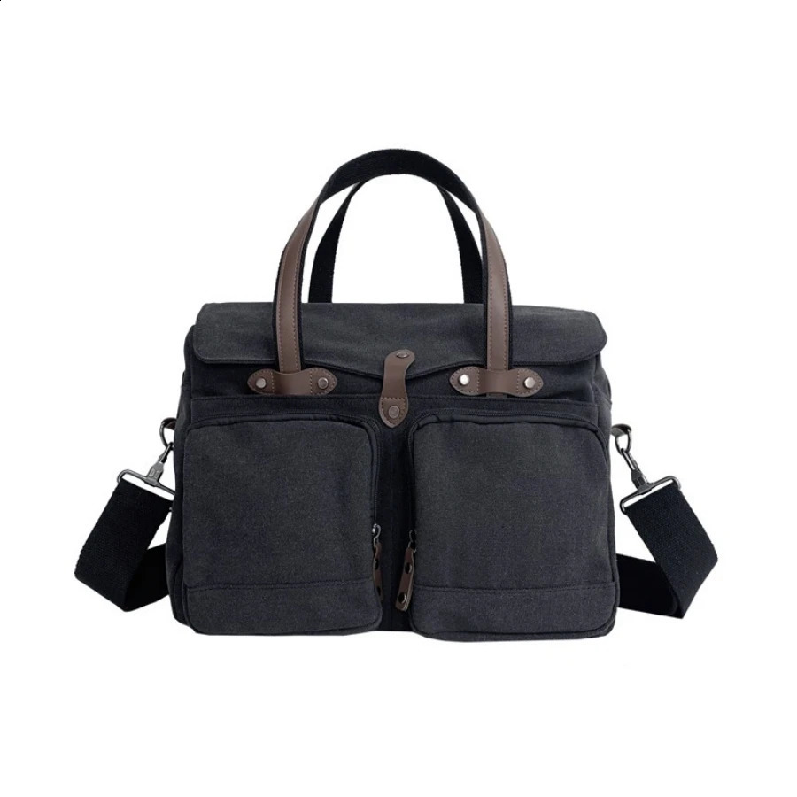 Large capacity briefcase mens travel bag canvas weekend shoulder bag multifunctional messenger handbag 250410