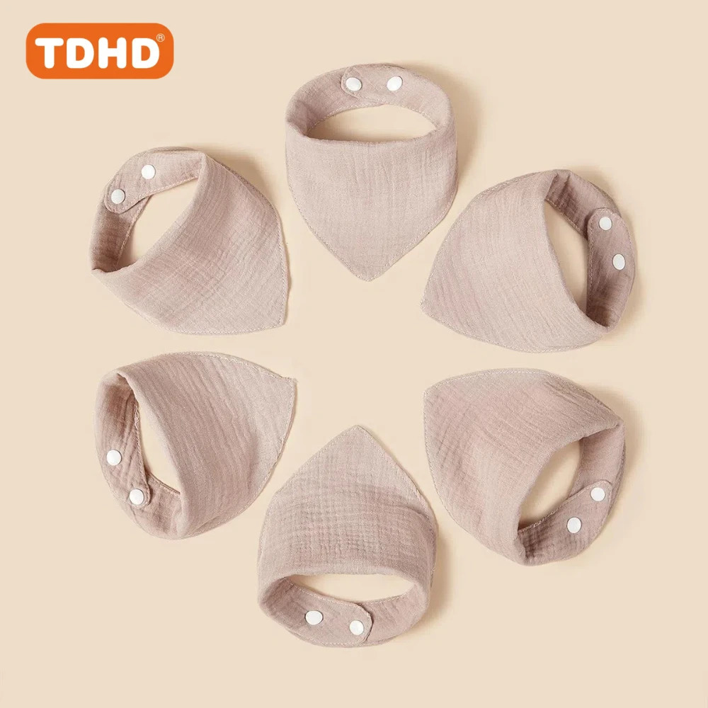 TDHD 7 PCSBaby solid color pure cotton muslin drool towel soft skin friendly absorbent fast fashion color muslin bib 251107