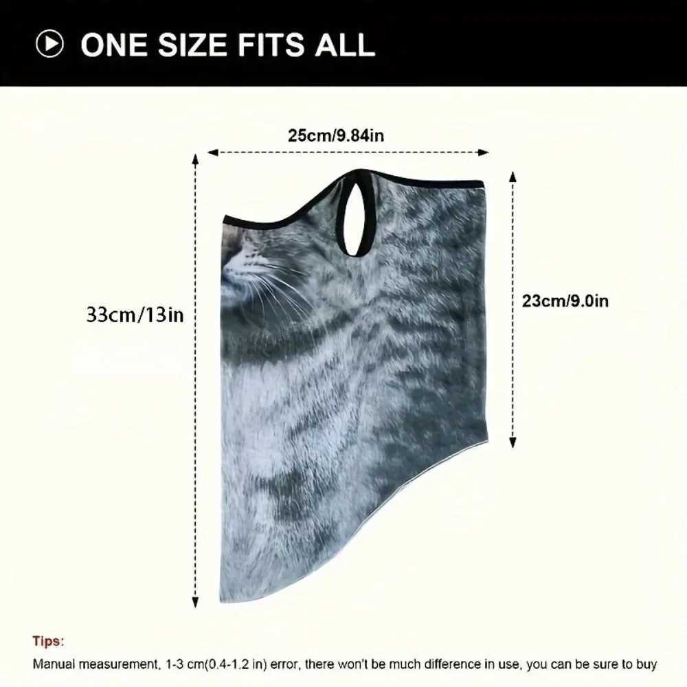 3D Animal Cat Design Summer Full Face Neck Protector Sun Shield Breathable Quick Dry Polyester Helmet Liner for Outdoor Cycling S251110