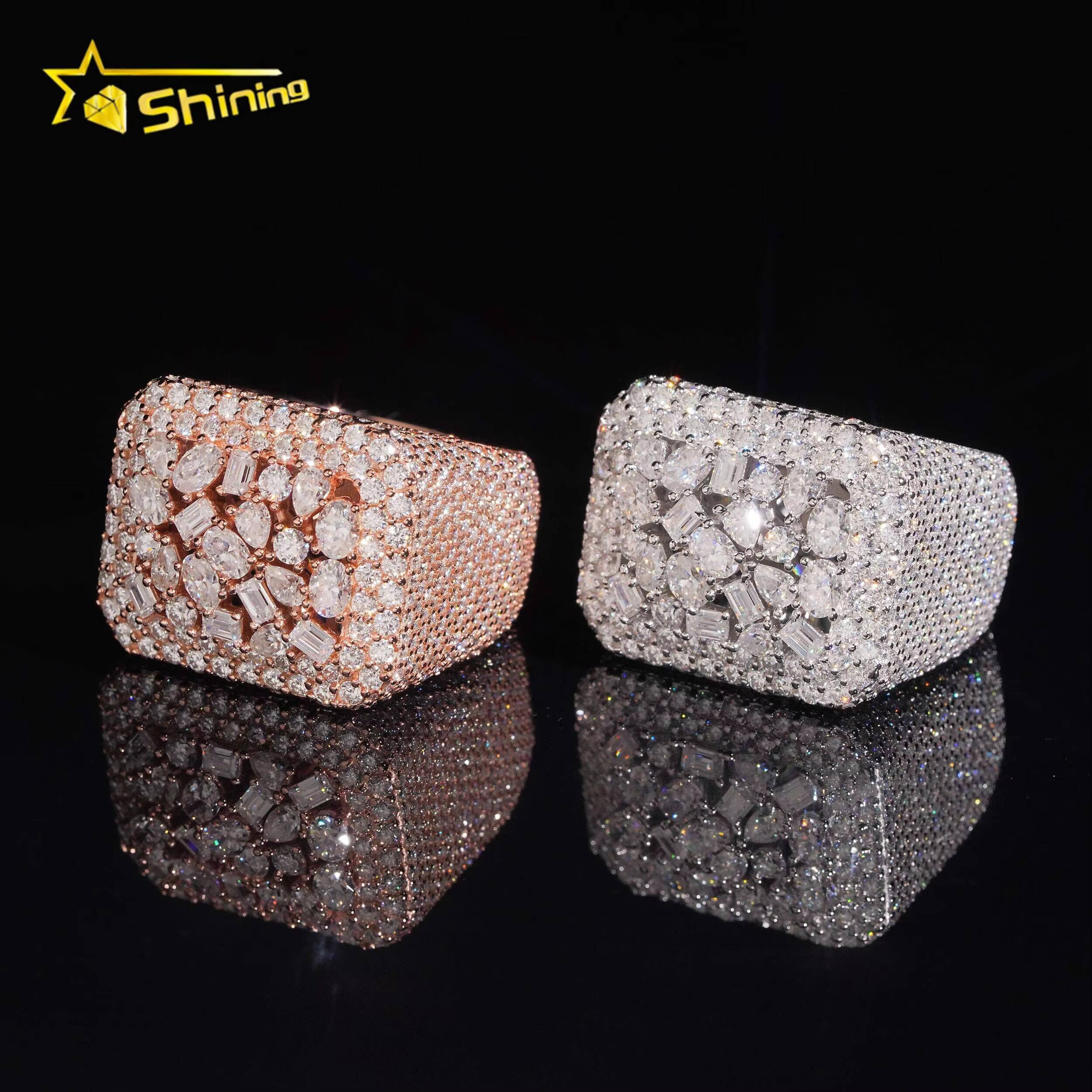 GRA Certified Moissanite Ring Men Hip Hop 925 Sterling Silver High Quality Shining Iced Out Ring Hip Hop Ring for Men