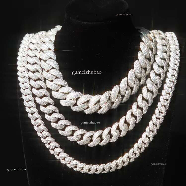 In Stock Fine Jewelry Sterg Sier VVS Moissanite Dia Iced Out k 6mm 9mm 13mm Cuban Chain for Pendant