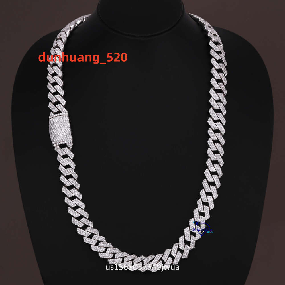 Rappers Hip Hop Jewelry Fashion 20Mm K Chain 14K White Gold Moissanite Dia Iced Out Cuban Necklace For Men