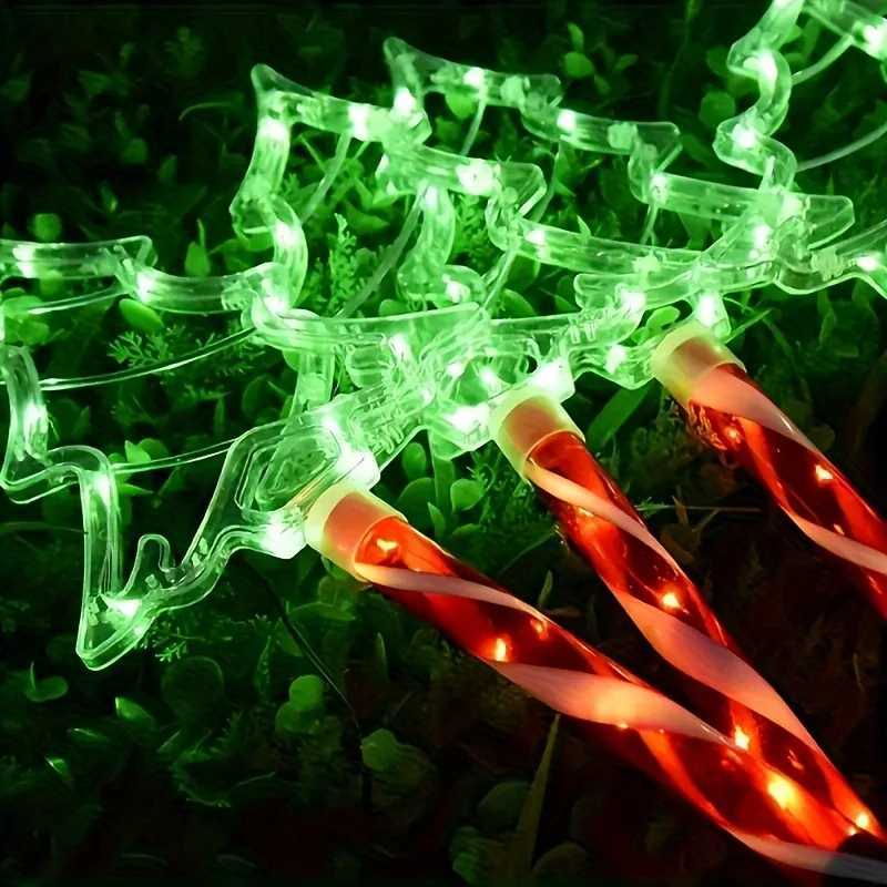 Christmas Solar-Powered LED Christmas Tree Lights - 5-in-1 Green Decorative String Lights with 8 Flashing Modes Y251111