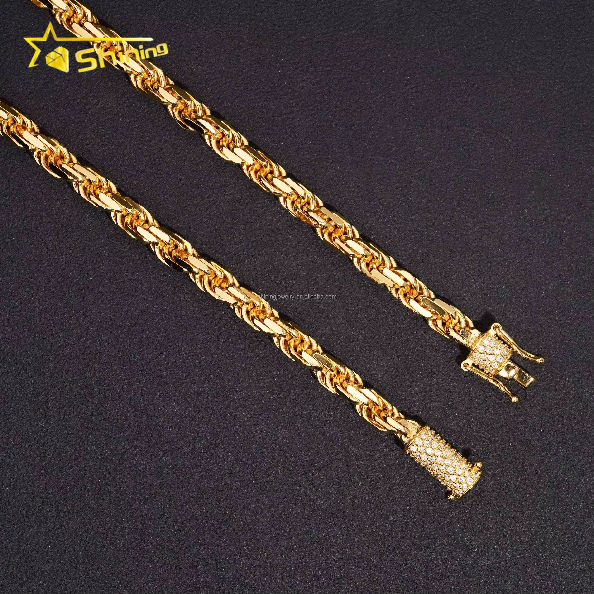 6mm Hot Selling Trendy Fire Jewelry GRA Certificate S925 Sterling Hip Hop Iced Out VVS Moissanite Clasp Rope Chain Bracelet