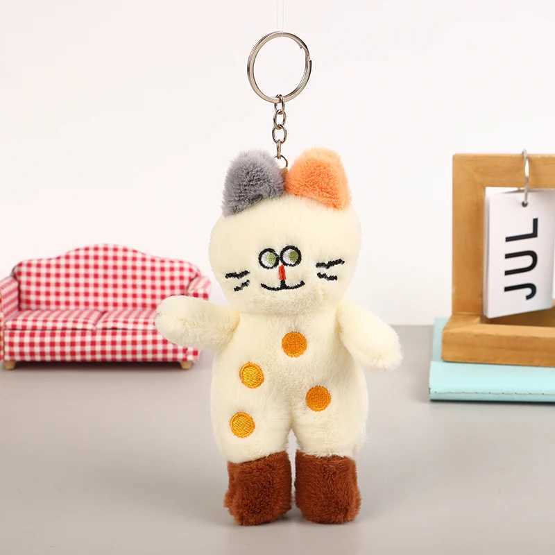 Cute polka cat plush toy stuffed kitten doll keychain plush keyholder cute backpack pendant W250411