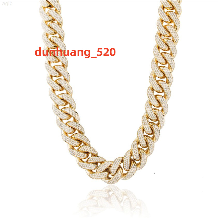 Miami Style Hip Hop 925 Silver Cuban Chain Moissanite Diamond Link Chain Necklace