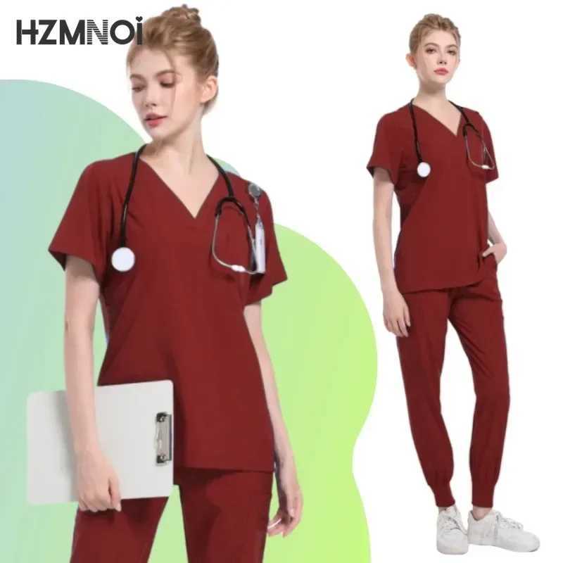 Multicolor Scrubs Uniform Short Slve Tops+jogger Pants Nursing Uniform Women Pet Doctor Medical Surgery Workwear Surgical Sets X250410