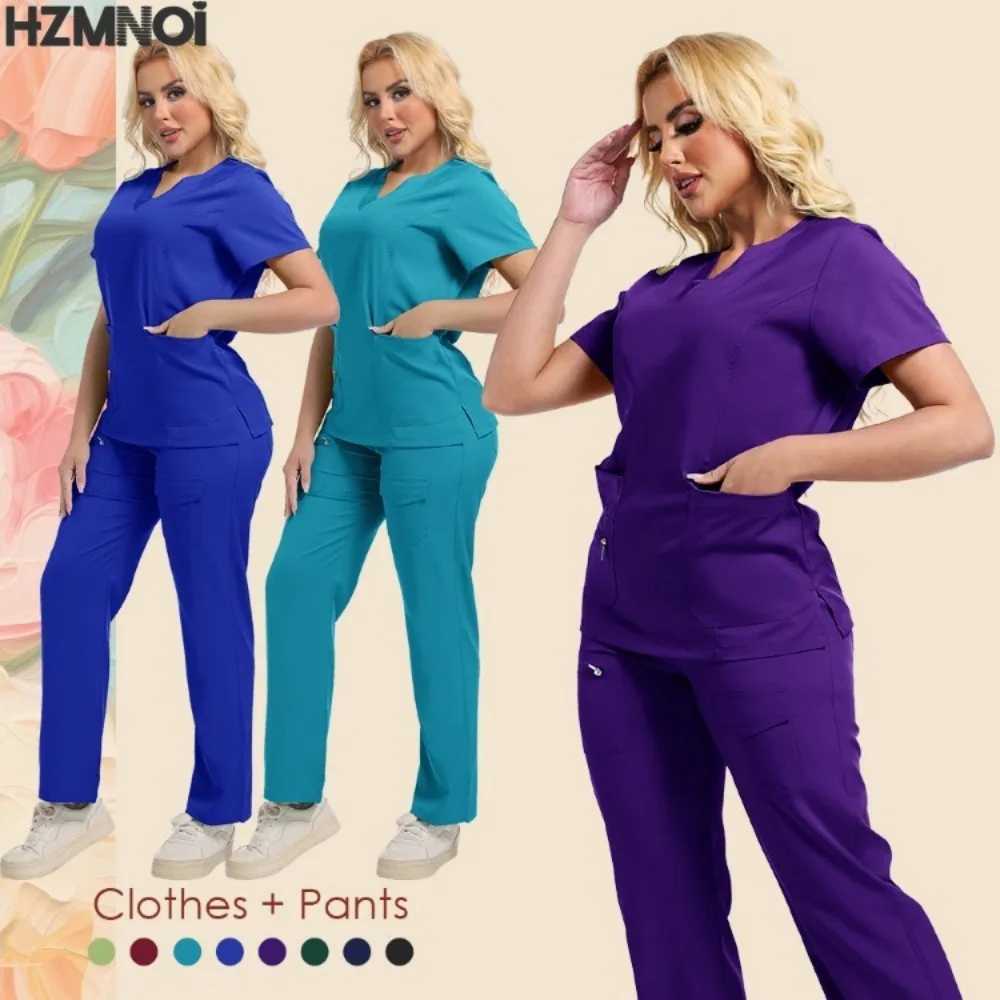 Surgical Uniforms Womens Scrub Set Medical Nurse Beauty Sn Workwear Clinical Scrubs Top Pants Spa Doctor Nursing Clinical Set X250410