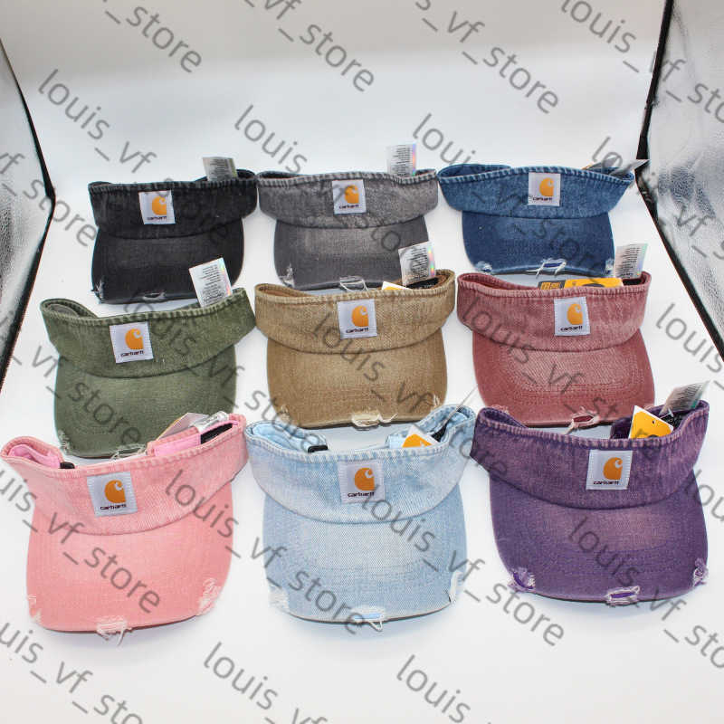 Washed Denim Distressed Hollow Top Hat Summer Sun Protection and Sunshade Versatile Simple Fabric Label Casual H250411