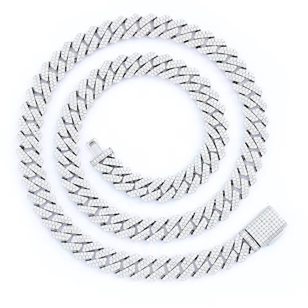 Custom Hip Hop Cuban Link Chains 12mm 16/18/20/22/24 Inches S925 Sterling Silver Diamond Necklace VVS Moissanite Cuban Chain