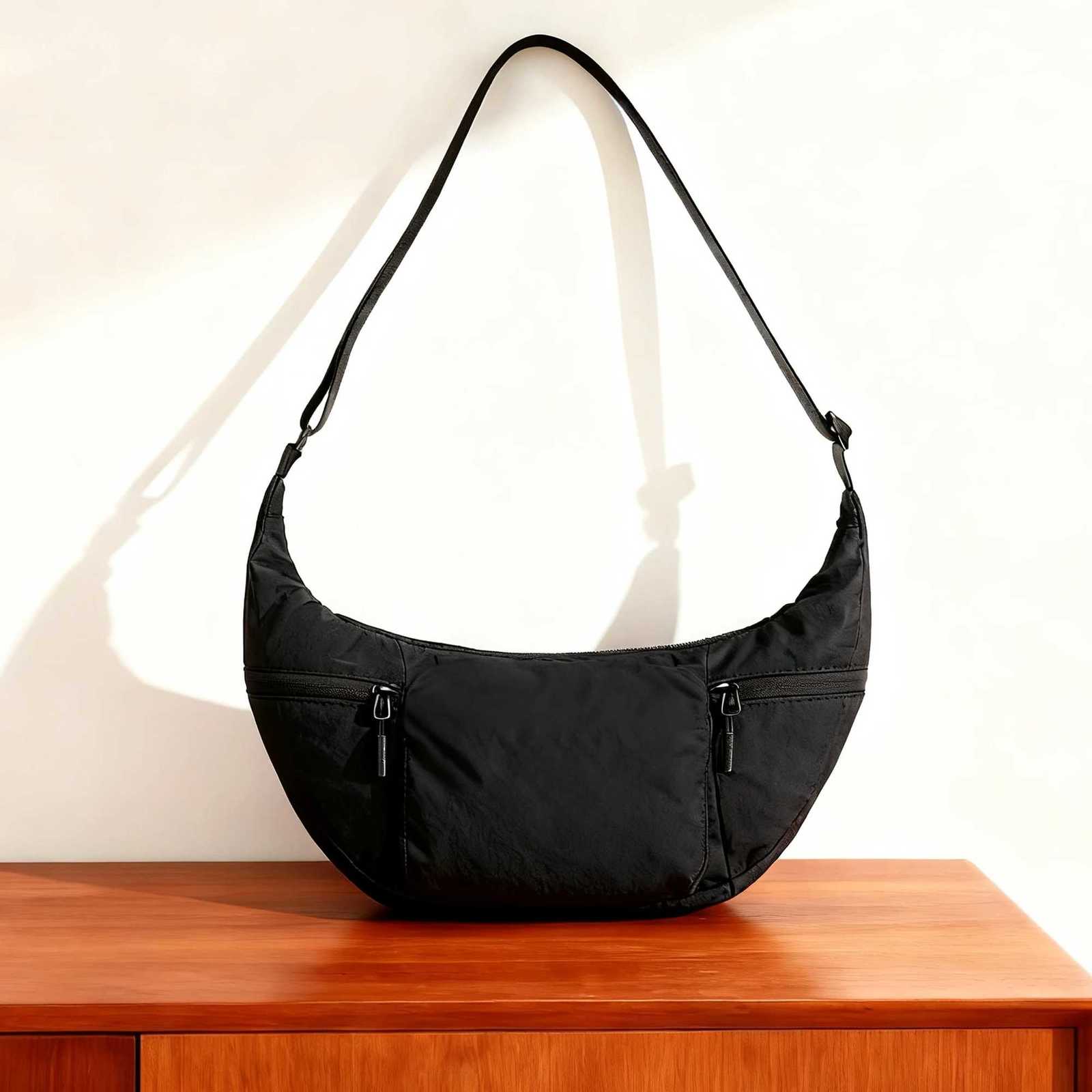 DOYOGI Nylon Crossbody Bag for Women Lightweight Shoulder Purse with Zipper Trendy Crescent Sling Bag with Adjustable StapT251110