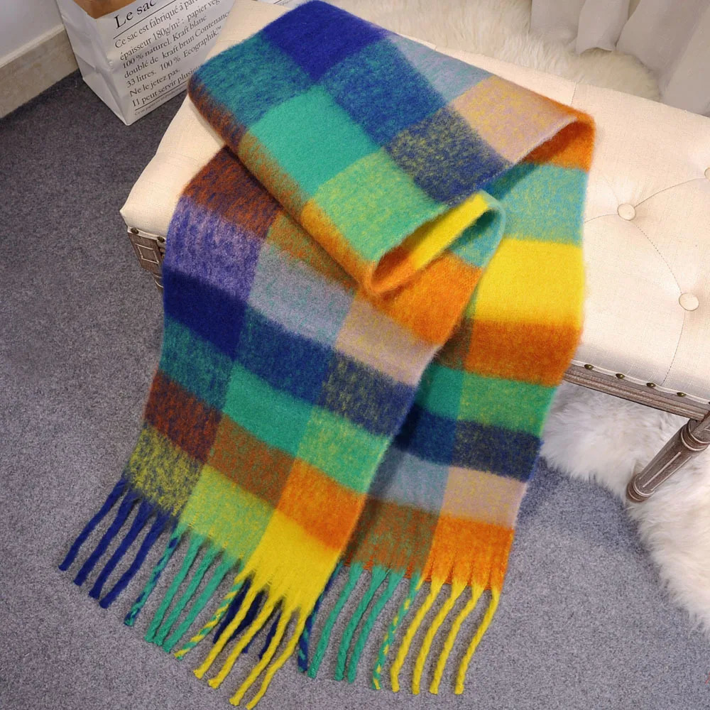 Cashmere Shawls in Autumn and Winter Fashion Colored Chequered Scarf Warms Students Men Women Thicker Tassel Plaid Scarves 251031