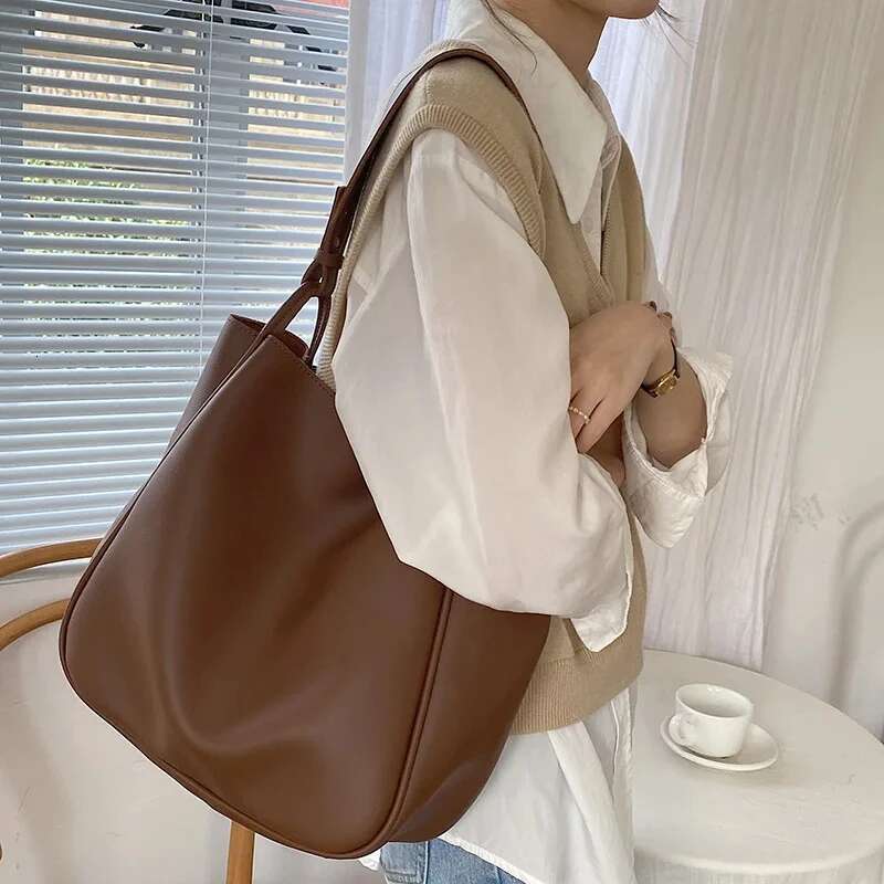 Tote For 2024 Trend Large Capacity Female Shoulder Bag High Quality Leather Simple Designer Woman Handbag