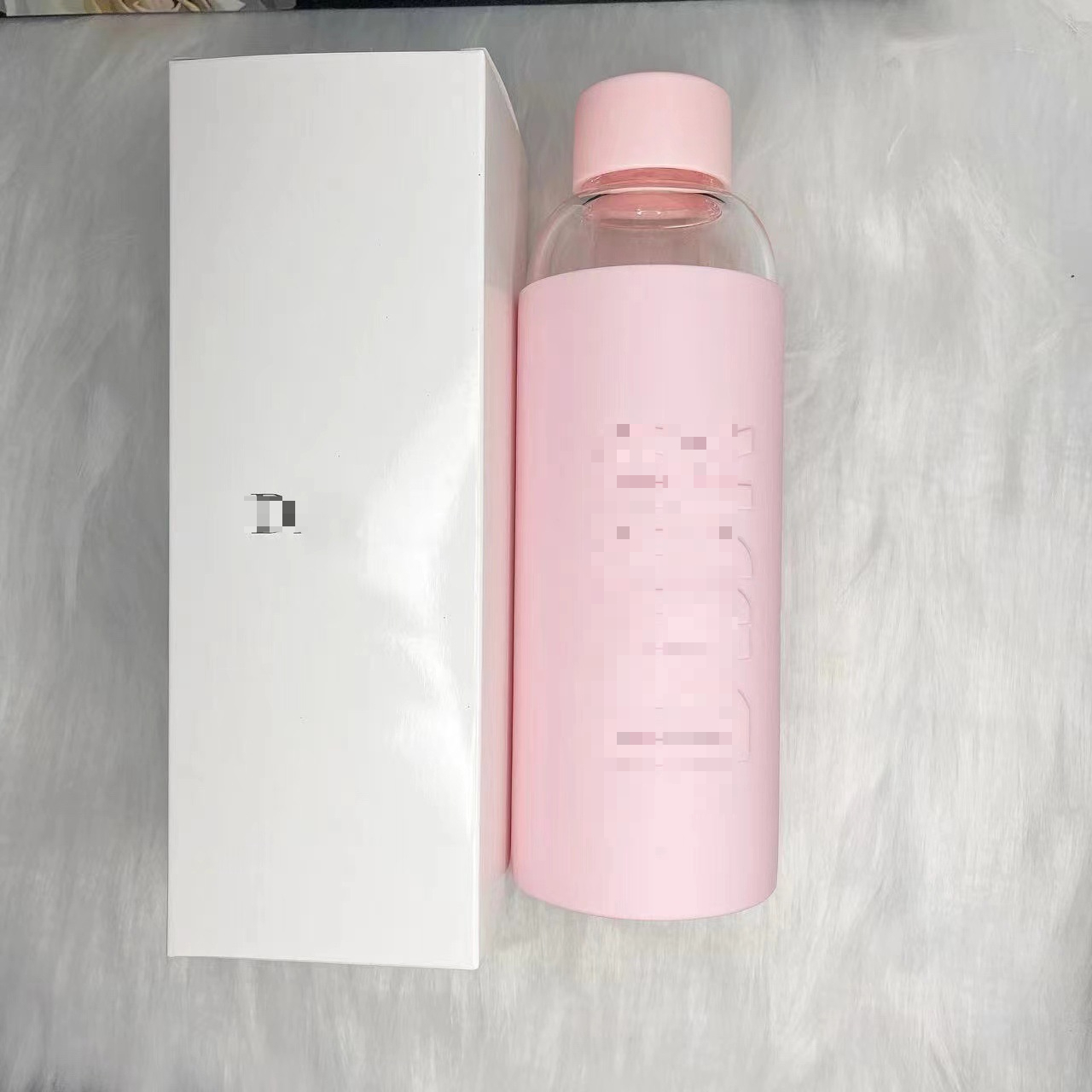 Portable Large Capacity Pink Silicone Glass Water Bottle - Stylish Drinking Solution